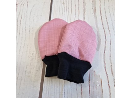 Mini softshellové rukavice bez palce s beránkem, růžové žíhané