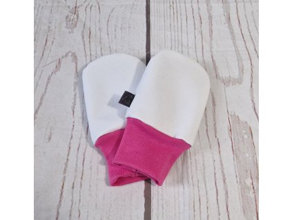 Mini softshellové rukavice bez palce s merinem, Bílá/fuchsiová