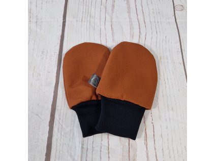 Mini softshellové rukavice bez palce s merinem, Karamel