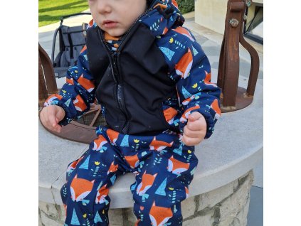 Softshellová bunda s beránkem Yháček, Liščí hlavy na petrolejové