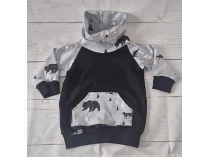 BAZAR, mikina, Lesní zvěř na šedé, vel. 86