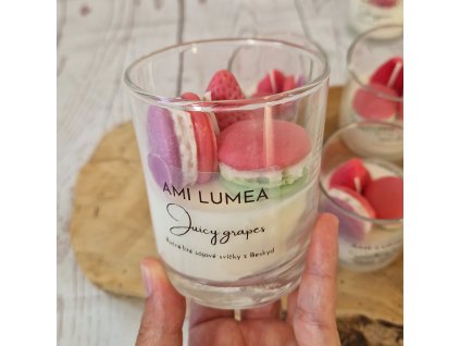 Sójová svíčka AMI LUMEA, Makronky a jahoda