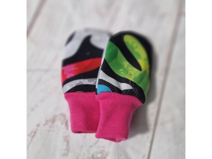 Mini softshellové rukavice bez palce s merinem, Barevný maskáč