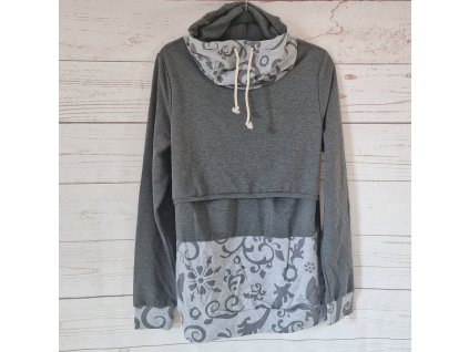 Kojicí mikinošaty Yháček, Etno šedé, vel. XL