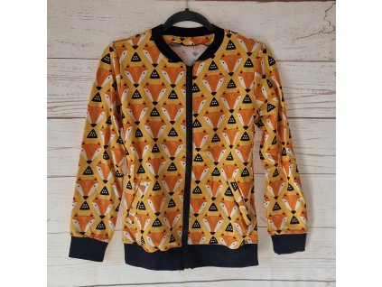 Dámská mikina na zip, Liščí hlavy na hořčicové, vel. S