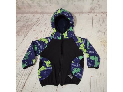 Softshellová bunda Yháček, zimní, dinošci na modré, vel. 80, POSLEDNÍ KUS