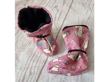 Nosicí botičky/válenky NEW Yháček, Jednorožci na starorůžové