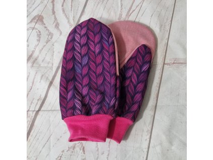 Softshellové rukavice, fialový copánek, L