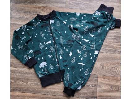 Mikina + tepláčky Yháček NEW, Lesní zvěř na zelené, vel. 128