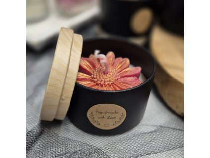 Sójová svíčka AMI LUMEA, Gerberka červená třpytivá