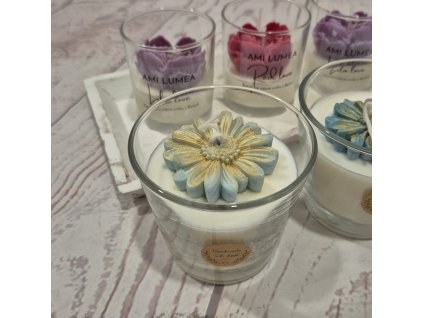 Sójová svíčka AMI LUMEA, Gerberka maxi světle modrá