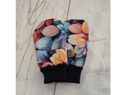 Mini softshellové rukavice bez palce s beránkem, Pastelové lístky