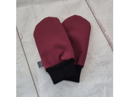Mini softshellové rukavice bez palce s beránkem, bordó, II. jakost