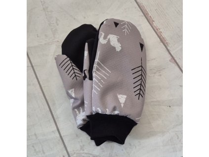 Softshellové rukavice s beránkem, Lesní zvěř na šedé