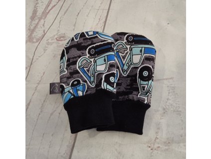 Mini softshellové rukavice bez palce s beránkem, Stavební stroje