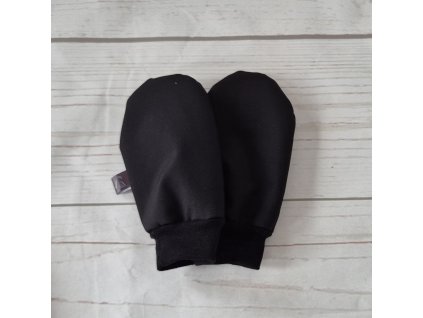 Mini softshellové rukavice bez palce s beránkem, černá