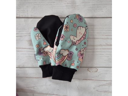 Softshellové rukavice s beránkem, Jednorožci na mintu