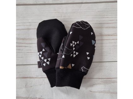 Softshellové rukavice s beránkem, Origami medvěd