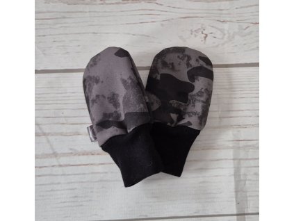 Mini softshellové rukavice bez palce s merinem, Maskáč