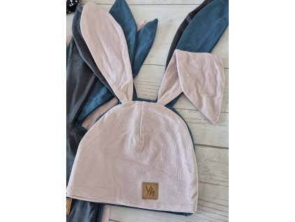 Čepice Yháček s oušky, light pink