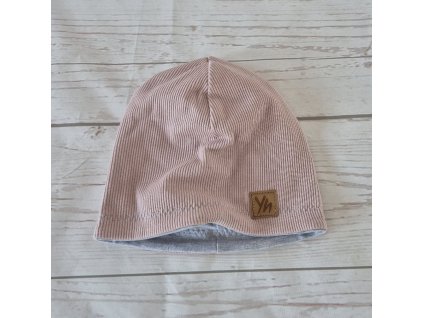 Čepice Yháček žebrovaná, light pink/grey, poslední kus