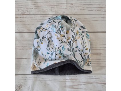 Šmoulí čepička Yháček, Jelení hlavy na bílé, flís, vel. XS