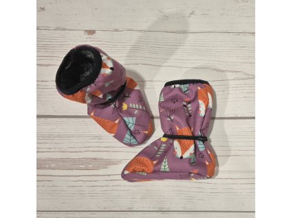 Botičky Yháček, softshell s beránkem, Liščí hlavy na starofialové