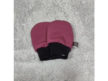 Mini softshellové rukavice bez palce s beránkem, ostružinová