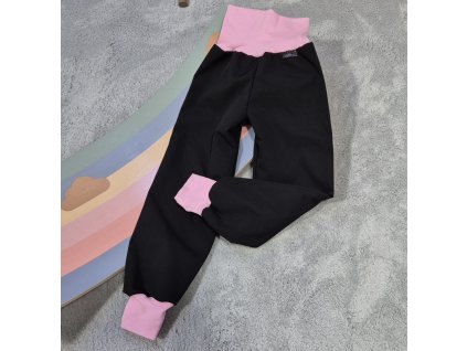 Softshellové kalhoty s beránkem Yháček, černá/světle růžová