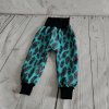 Zimní softshellové kalhoty Yháček, peříčka a mandaly na tyrkysové, poslední kusy