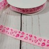 Rypsová stuha srdíčka na růžové