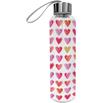 sklenena lahev aquarell hearts