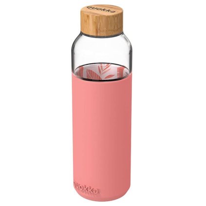 sklenena lahev na vodu quokka pink botanical