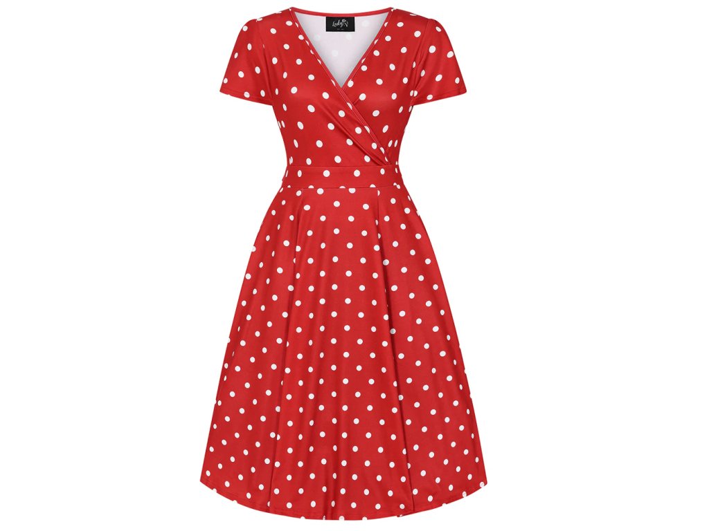 Lady V London Lyra Dress Red Polka Dot SugarBat.cz