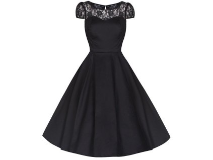 H&R London retro šaty Black Mesh Lace