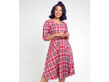 Cerere Winterberry Check Swing Dress 7