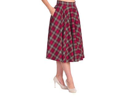 WINTER CHECK SWING SKIRT Red 2