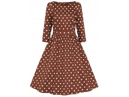 Milana Polka Dot Swing Dress in Brown 3