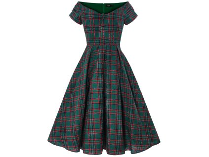Lily Green Tartan Off Shoulder Swing Dress 7