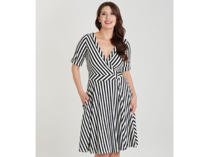 Matilda Black & White Striped Knit Wrap Dress 5