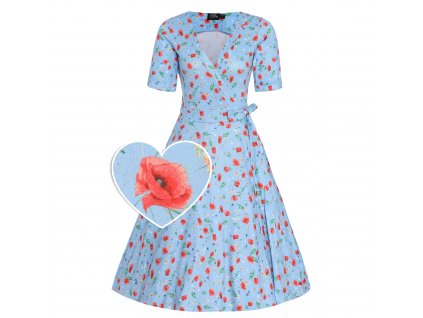 Matilda Light Blue Poppy Knit Wrap Dress 8