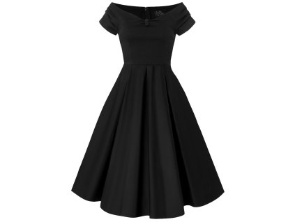 Lily Off Shoulder 50's Inspired Evening Dress in Black 7