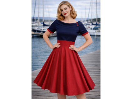 Darlene Navy Red Circle Dress 6