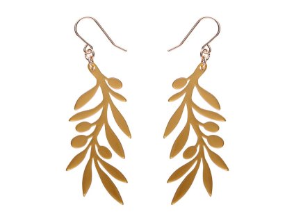 Olive Branch Drop Earrings Gold 2