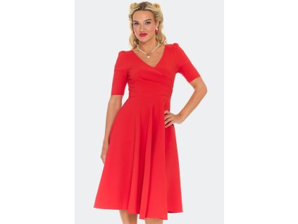 Clarke Crossbody Flare Dress Red 1