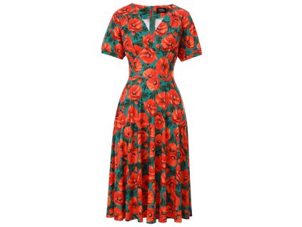 Julia Poppy Print Midi Dress in Teal 5