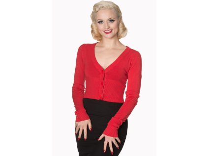 Banned Retro Let's Go Dancing Cropped Cardigan - Red