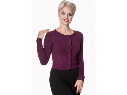 Banned Retro Dolly Cropped Cardigan Aubergine