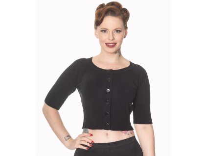 Banned Retro Raven Cropped Cardigan Black