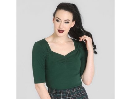 Hell Bunny retro top Philippa - Dark Green
